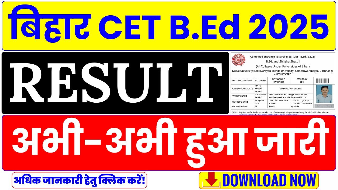 Bihar CET BEd Result 2025